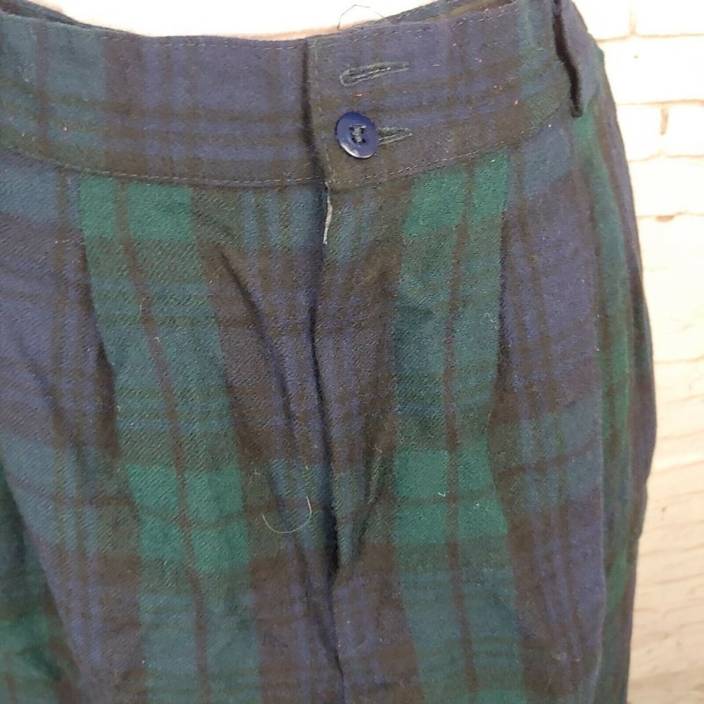 Vintage Giorgio Sant Angelo Pants Womens Size 12 Plaid High Waist Pleated Wool - Picture 3 of 6